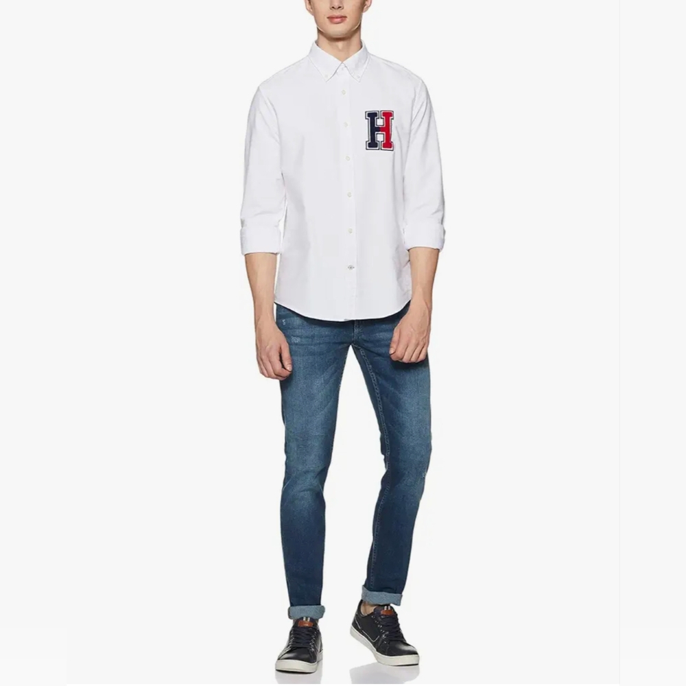 TOMMY HILFIGER Men's Cotton Oxford Button Down Long Sleeve Regular Fit Shirt